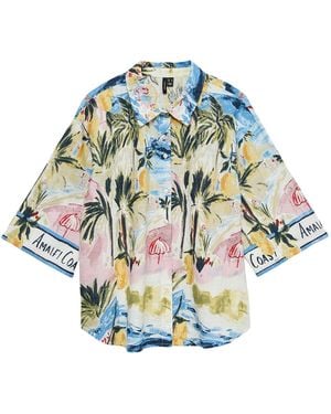 Vero Moda Print Short Sleeve Shirt Multi - Blue