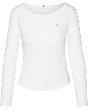 Tommy Hilfiger Boat Neck Slim Long Sleeve T-Shirt - White