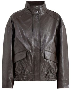 ONLY Julia Faux Leather Oversized Bomber Jacket - Brown