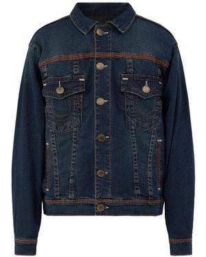 TRUE RELIGION Super Flatlock Trucker Jacket - Blue