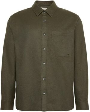 Calvin Klein Melange Flannel Easy Button-Down Shirt - Green