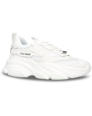 Steve Madden Women's Possession-e 002 Lace Up Trainers - White