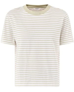 SELECTED Striped Boxy T-Shirt Neutral - White
