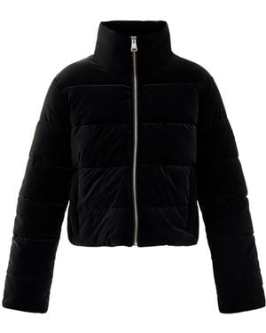 Barbour Hudson Faux Velvet Puffer Jacket - Black