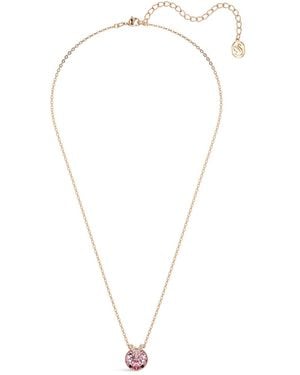 Swarovski Bella Round Cut Pendant Necklace Stone Rose Plated - White