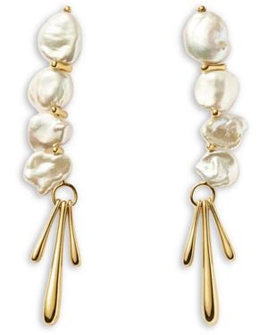 Missoma Women's Keshi Pearl Sculptural Drop Earrings - White