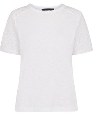 Whistles Broderie Sleeve Detail Tee - White