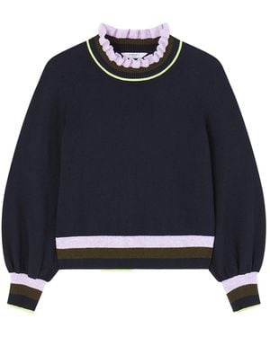 LK Bennett Midnight Stripe Rib Detail Jumper - Blue