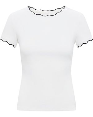 Forever New Rebecca Scallop Trim T-Shirt - White