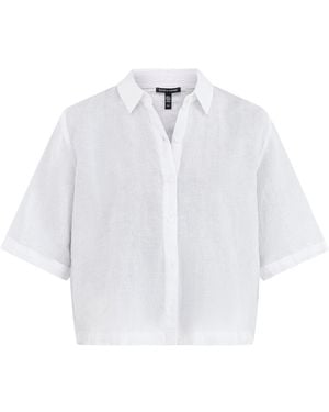 Eileen Fisher Classic Collar Short Sleeve Shirt - White