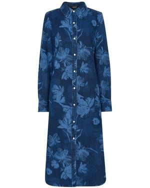 Whistles Chalk Print Denim Shirt Dress - Blue