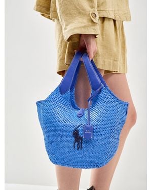 Polo Ralph Lauren Raffia And Bucket Bag - Blue