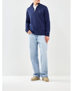 Polo Ralph Lauren Ribbed 1/4 Zip Sweat - Blue