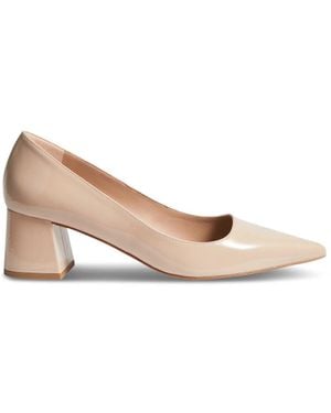 LK Bennett Sloane Patent Block Heel Courts - Natural