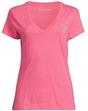 True Religion Crystal Buddha V Tee - Pink