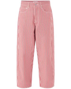 roandzo Striped Barrel Leg Jeans - Pink