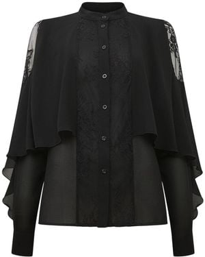 James Lakeland Lace Front Detail Shirt - Black