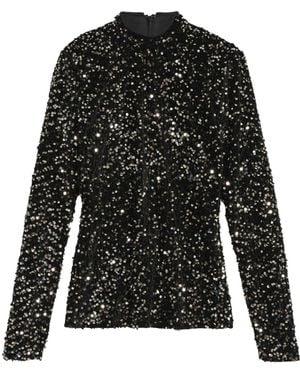 Albaray Velvet Sequin Turtle Neck Top - Black