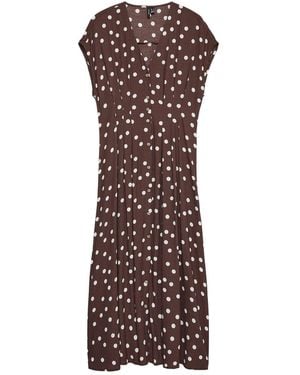 Vero Moda Elisa Pleated Midi Dress - Brown