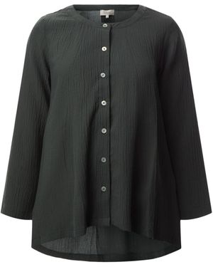 Sahara Crinkle Soft Viscose Flared Shirt - Black