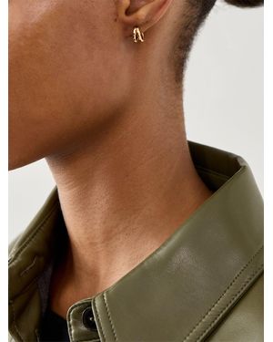 Astrid & Miyu Molten Texture Illusion Huggies Earrings - Metallic