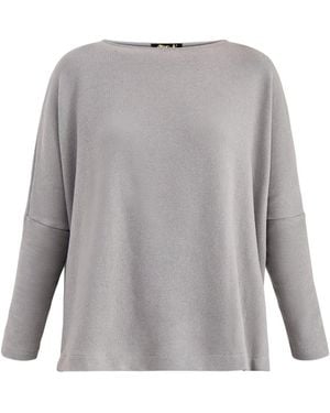 Mama B. Boat Neck Knit Top Light - Grey