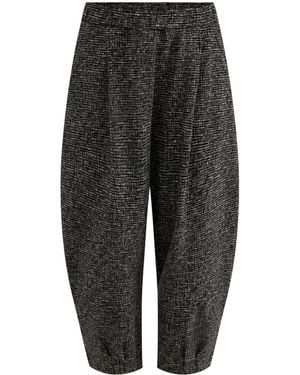 Mama B. Textured Barrel Leg Trousers - Black