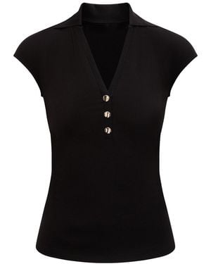 Forever New Winnie Extended Shoulder Polo Top - Black