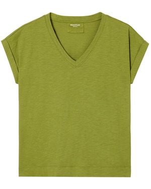 Whistles Willa V-Neck Cap Sleeve Tee - Green
