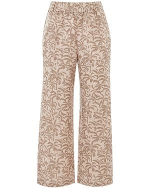 Whistles Women's Palm Print Cropped Trouser - Natural