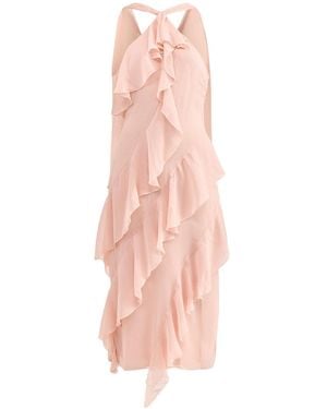 Pretty Lavish Aria Halterneck Ruffle Midaxi Dress - Pink