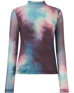 Whistles Women's Oil Print Mesh Top - Blue