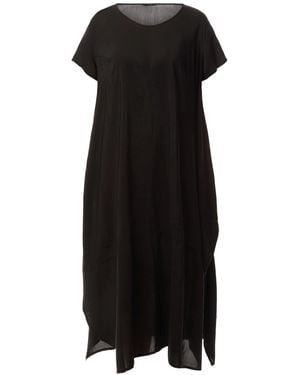 Grizas Women's Round Neck Short Sleeve Dress Bubble Hem - Black