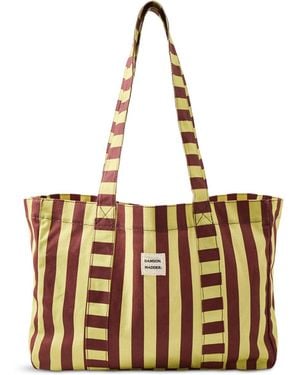 Damson Madder Large Canvas Tote Bag Stripe - Natural