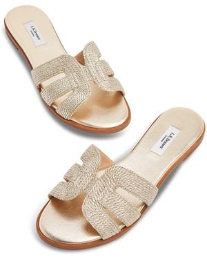 LK Bennett Metallic Riley Flat Sandals - Natural