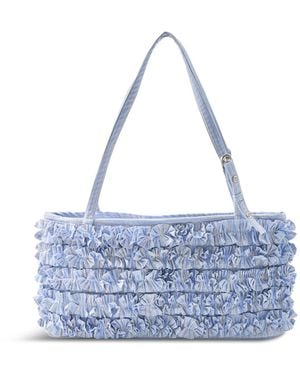 Damson Madder Sophia Ruffle Baguette Bag Stripe - Blue