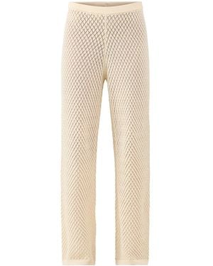 Pretty Lavish Imani Pointelle Knit Trousers Cream - Natural