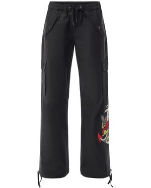 Ed Hardy Lucky Anchor Cargo Trousers - Black