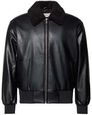 Calvin Klein Faux Leather Bomber Jacket - Black