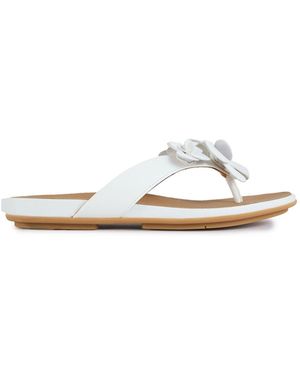Fitflop Gracie Flower Leather-Inspired Sandals - White
