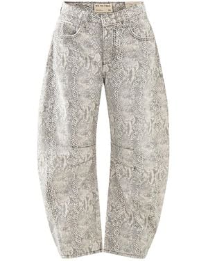 Free People Good Luck Printed Barrel Jeans - Grey