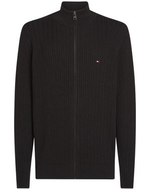 Tommy Hilfiger Herringbone Zip Jumper - Black