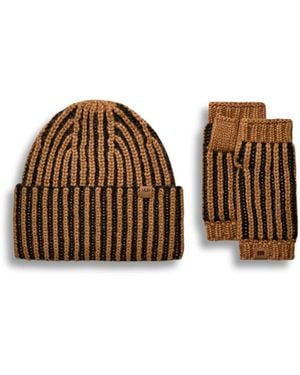 UGG Plaited Hat And Scarf Gift Set - Brown
