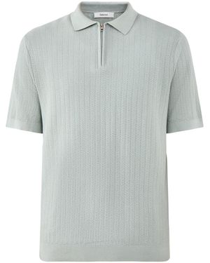 SELECTED Slhcran Ss Knit Structure Zip Polo Noos - Grey