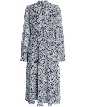 James Lakeland Printed Front Ruffle Midi Dress, Chiffon/Polyester - Grey