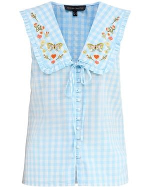 Nobody's Child Birdie Gingham 100% Organic Sleeveless Blouse - Blue