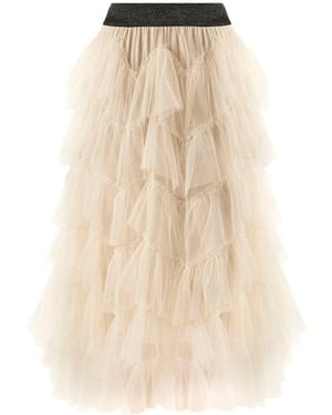 James Lakeland Organza Ruffle Skirt - Natural