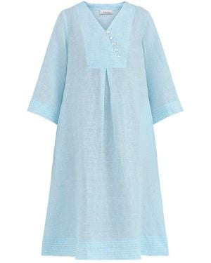 Sahara Ticking Stripe Ls Midi Dress - Blue
