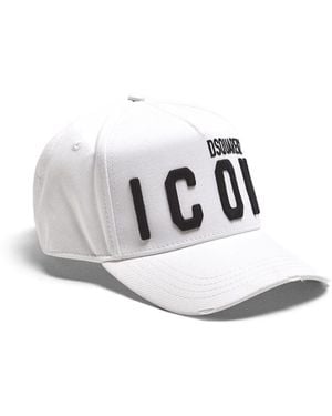 DSquared² Men's Distressed Icon Baseball Cap - White