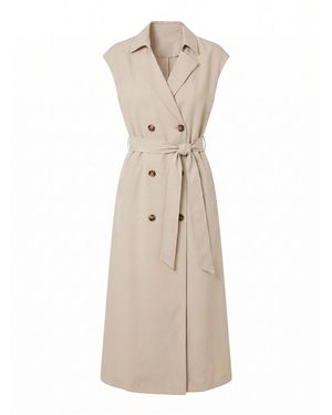 Forever New Elsa Sleeveless Trench Midi Dress Neutral - Natural